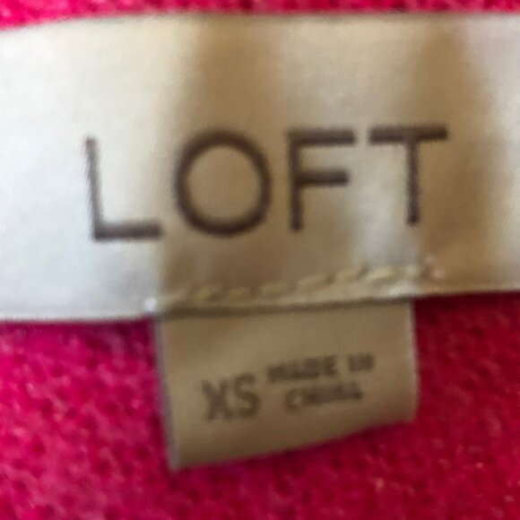 LOFT Womens XS Hot Pink Sweater Silver Sequin Stars Wool Blend READ - Picture 6 of 10